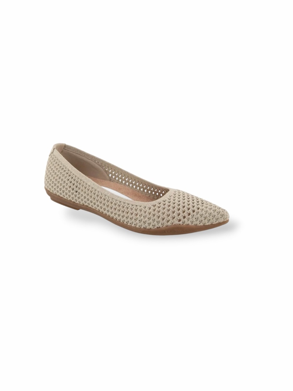 Aerosols Breathable Pointed Toe Knit Ballet Flat - Beige